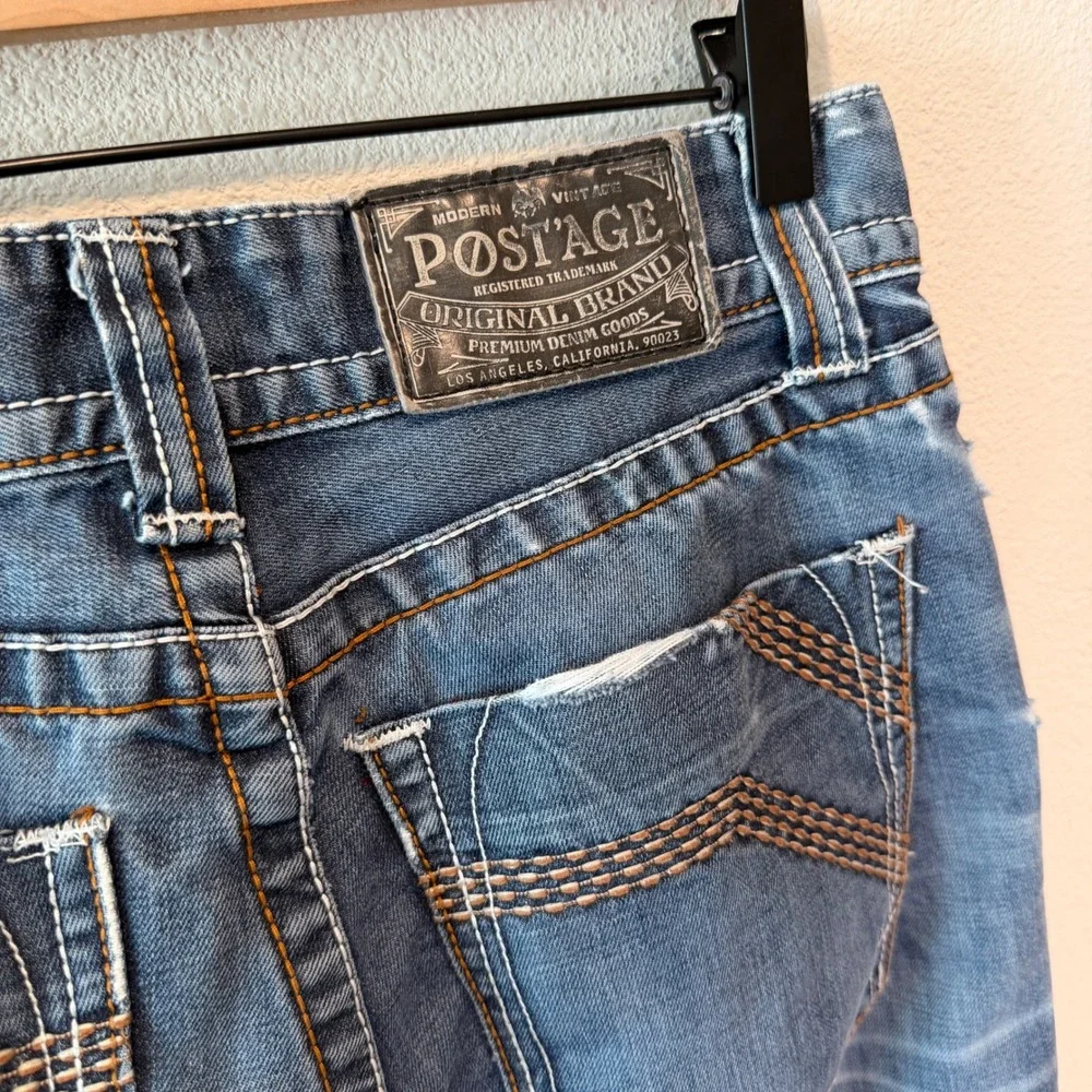 POSTAGE Mens Jeans Straight Leg Distressed Y2K Streetwear Grunge 30x31